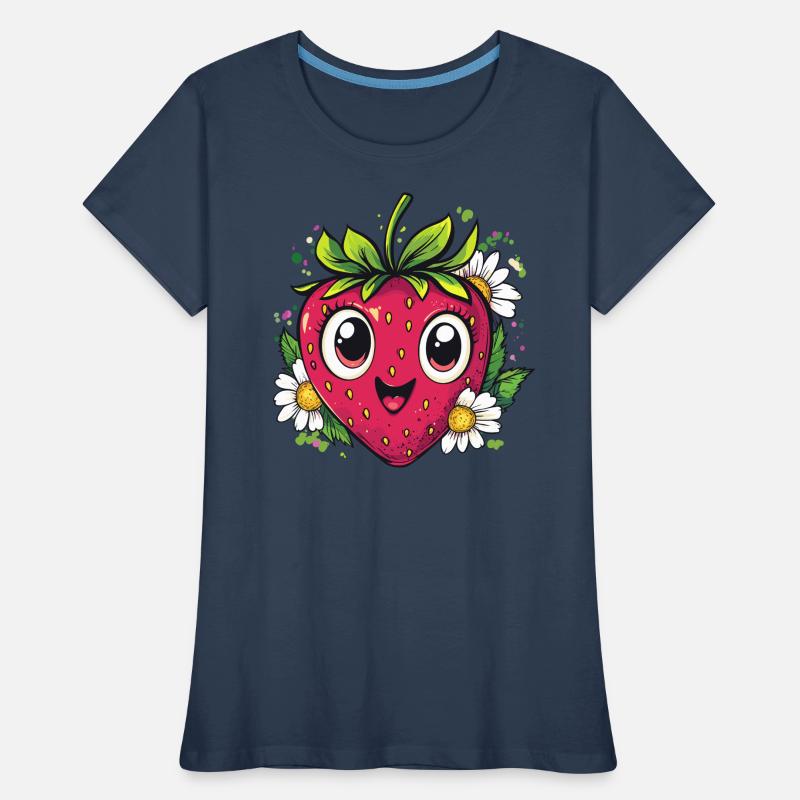 Erdbeere mit Gänseblümchen Frauen Premium Bio T-Shirt