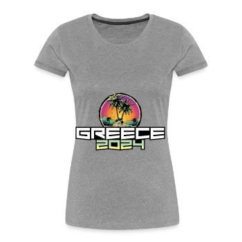Grèce 2024 Palmiers de vacances - T-shirt bio Premium Femme - bleu marine - Devant - Mia (176cm)