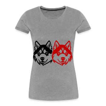 Akita Hund Kopf - Frauen Premium Bio T-Shirt - Navy - Vorne - Mia (176cm)