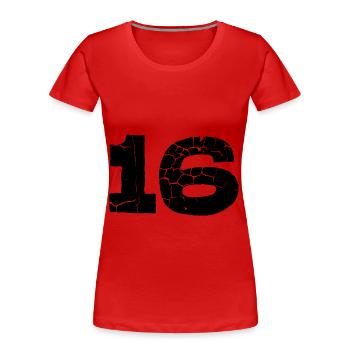 16 Zahl Trikot - Frauen Premium Bio T-Shirt - Navy - Vorne - Mia (176cm)