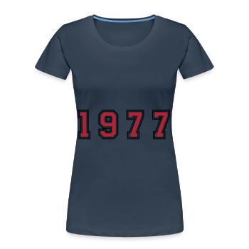 1977 Jahr Zahl - Frauen Premium Bio T-Shirt - Navy - Vorne - Mia (176cm)