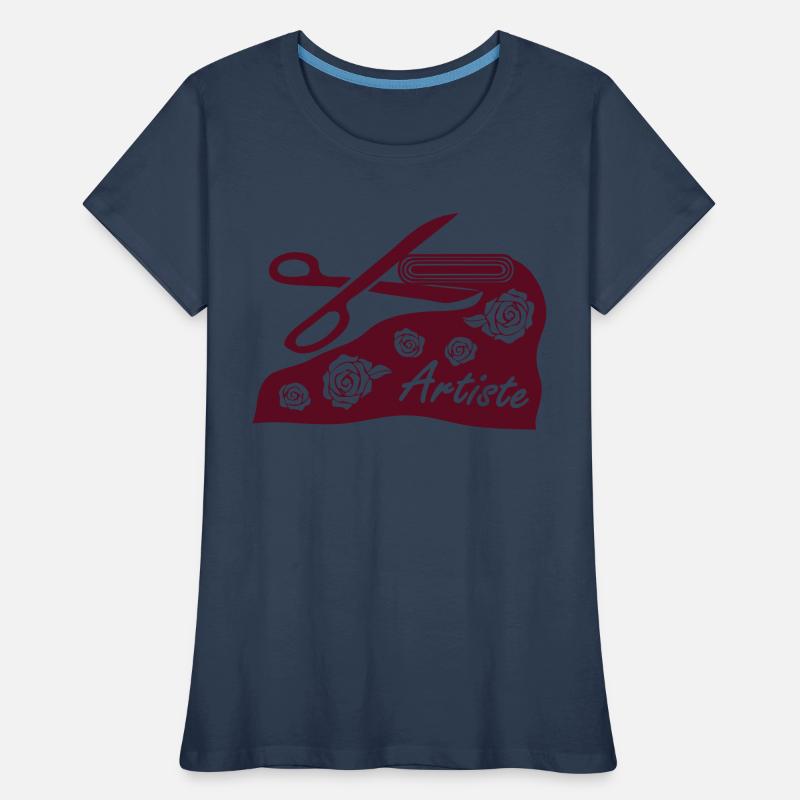 With fabric and scissors for art project Women's Premium Organic T-Shirt