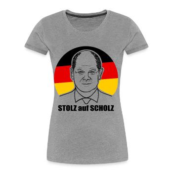 stolz auf Scholz, Bundeskanzler, Deutschland Shirt - Frauen Premium Bio T-Shirt - Navy - Vorne - Mia (176cm)