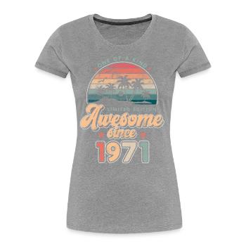 Anniversaire 1971 Palmiers - T-shirt bio Premium Femme -  - Devant - Mia (176cm)