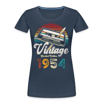 Vintage 1954 Birthday Cassette Pencil - Women's Premium Organic T-Shirt - navy - Front - Mia (176cm)