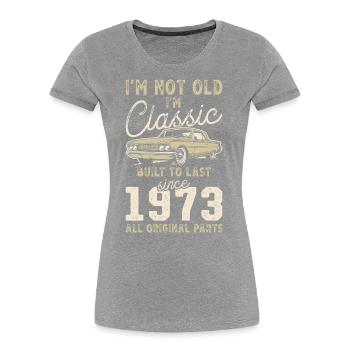Born 1973 Birthday Classic Car - Women's Premium Organic T-Shirt - navy - Front - Mia (176cm)