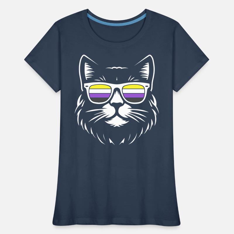 Minimalist Cat Nonbinary Pride Enby Women's Premium Organic T-Shirt