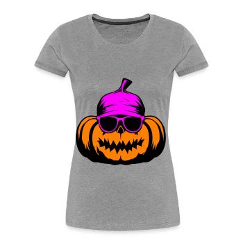 Citrouille Halloween Cool - T-shirt bio Premium Femme - bleu marine - Devant - Mia (176cm)