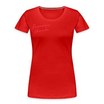 Modèle Femme Idéale | Cadeau Saint Valentin - T-shirt bio Premium Femme - bleu marine - Devant - Mia (176cm)