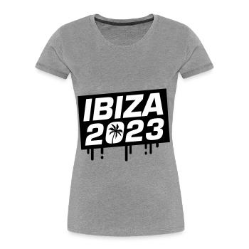 Ibiza 2023 - Frauen Premium Bio T-Shirt - Navy - Vorne - Mia (176cm)