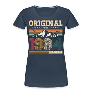 Original May 1984 Vintage 1984 Birthday 1984 - Women's Premium Organic T-Shirt - navy - Front - Mia (176cm)