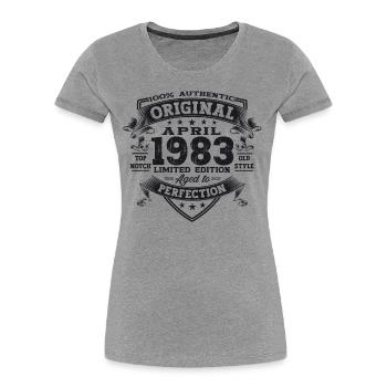 40th birthday man April Born 1983 Original - Women's Premium Organic T-Shirt - navy - Front - Mia (176cm)