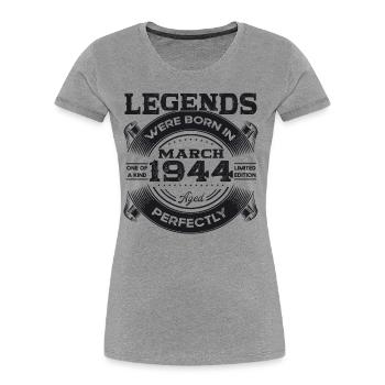 80th birthday Legendary since March Born in 1944 - Women's Premium Organic T-Shirt - navy - Front - Mia (176cm)