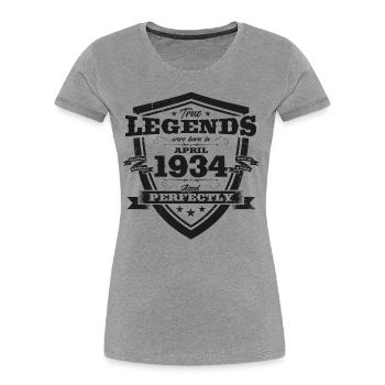 90e anniversaire homme légende avril Vintage 1934 - T-shirt bio Premium Femme - bleu marine - Devant - Mia (176cm)