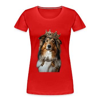 Chien de berger Shetland - T-shirt bio Premium Femme - bleu marine - Devant - Mia (176cm)