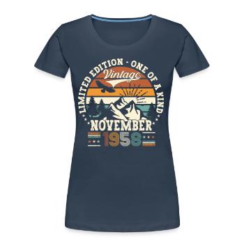 Original novembre 1958 64e anniversaire cadeau - T-shirt bio Premium Femme - bleu marine - Devant - Mia (176cm)