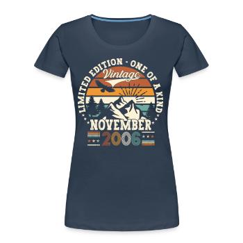 Original November 2006 16th Birthday Gift - Women's Premium Organic T-Shirt - navy - Front - Mia (176cm)