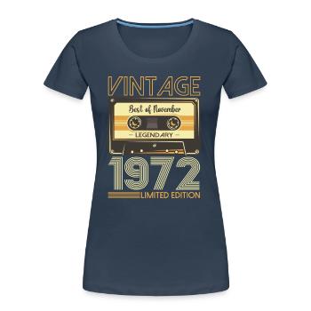 November born 1972 50th birthday present - Women's Premium Organic T-Shirt - navy - Front - Mia (176cm)