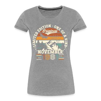 Original November 1981 41st Birthday Gift - Women's Premium Organic T-Shirt - navy - Front - Mia (176cm)