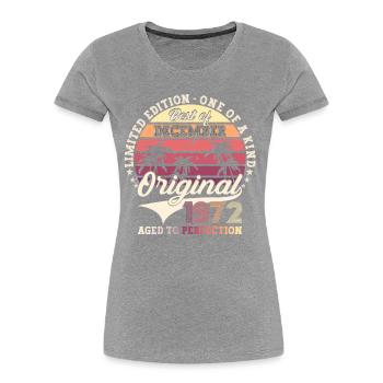 Original December 1972 50th birthday gift - Women's Premium Organic T-Shirt - navy - Front - Mia (176cm)