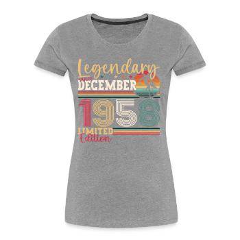 Né en décembre 1958 cadeau de 64e anniversaire - T-shirt bio Premium Femme - bleu marine - Devant - Mia (176cm)