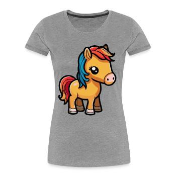 Cute horse for school beginners and kindergarten children - Women's Premium Organic T-Shirt - navy - Front - Mia (176cm)