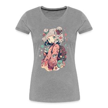 Anime Fille Pastel kawaii pour les monstres de manga - T-shirt bio Premium Femme - bleu marine - Devant - Mia (176cm)
