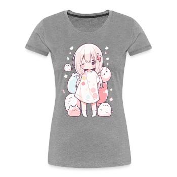 Pyjamas Anime Kawaii Motif Pyjamas pour Otakus - T-shirt bio Premium Femme - bleu marine - Devant - Mia (176cm)