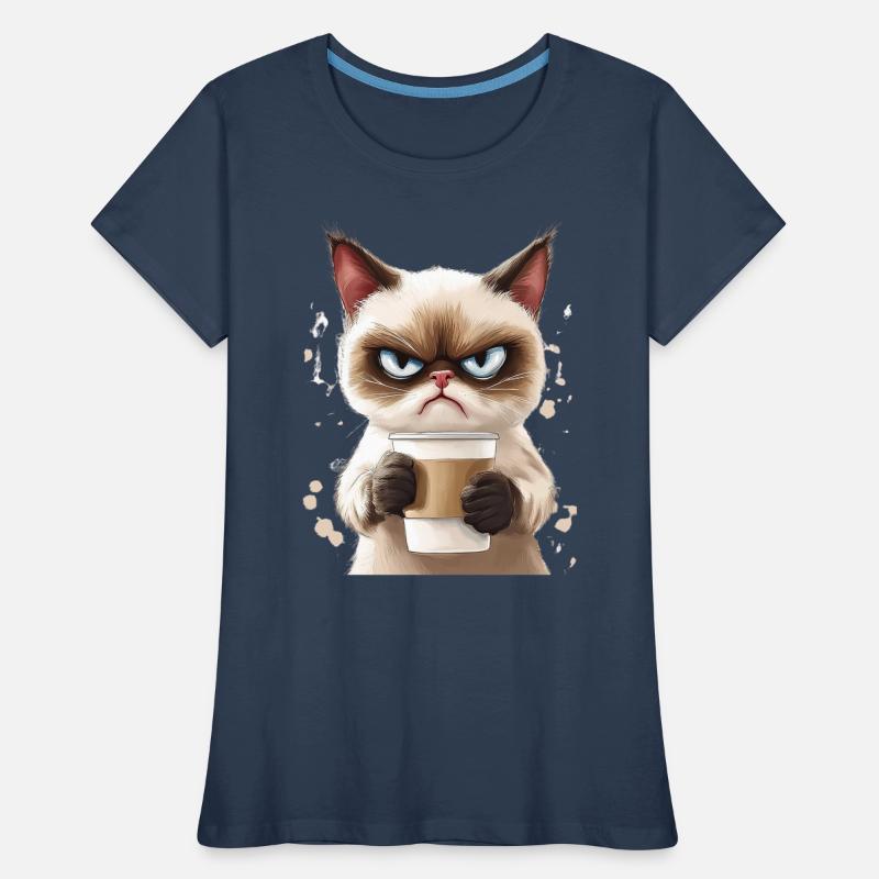 Grumpy Katze mit Kaffee - Morgenmuffel Frauen Premium Bio T-Shirt