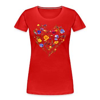Heart of delicate blossoms - Spring-like - Women's Premium Organic T-Shirt - navy - Front - Mia (176cm)