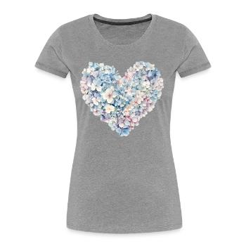 Heart of Hydrangeas Flowers - Delicate Blossoms - Women's Premium Organic T-Shirt - navy - Front - Mia (176cm)