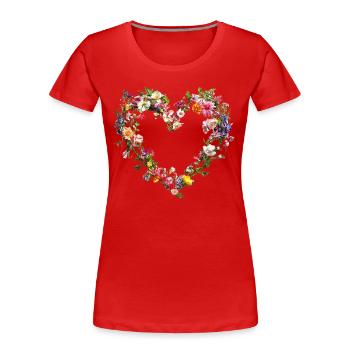 Heart of delicate flowers Spring-like blossoms - Women's Premium Organic T-Shirt - navy - Front - Mia (176cm)