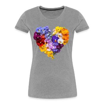 Herz aus Stiefmütterchen - Farbenfrohe Blütenprach - Frauen Premium Bio T-Shirt - Navy - Vorne - Mia (176cm)
