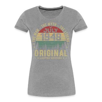 Cadeau Anniversaire Juillet 1948 Nées en Juillet - T-shirt bio Premium Femme - bleu marine - Devant - Mia (176cm)