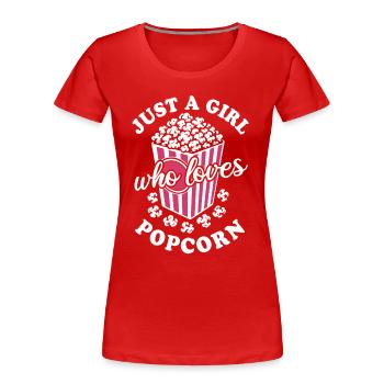 Just a girl who loves Popcorn - knusprig & lecker - Frauen Premium Bio T-Shirt - Navy - Vorne - Mia (176cm)