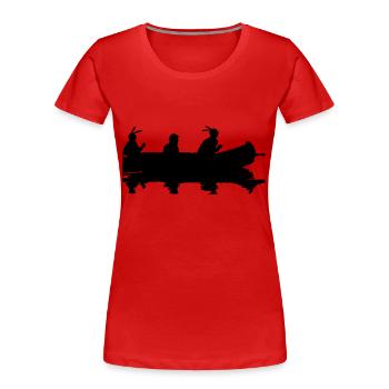 Kanu Indianer Silhouette Geschenkidee Amerika - Frauen Premium Bio T-Shirt - Navy - Vorne - Mia (176cm)