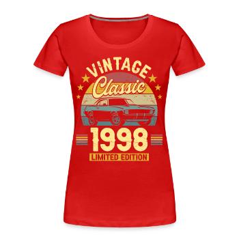 Voiture Vintage 1998 25 Ans Anniversaire - T-shirt bio Premium Femme - bleu marine - Devant - Mia (176cm)