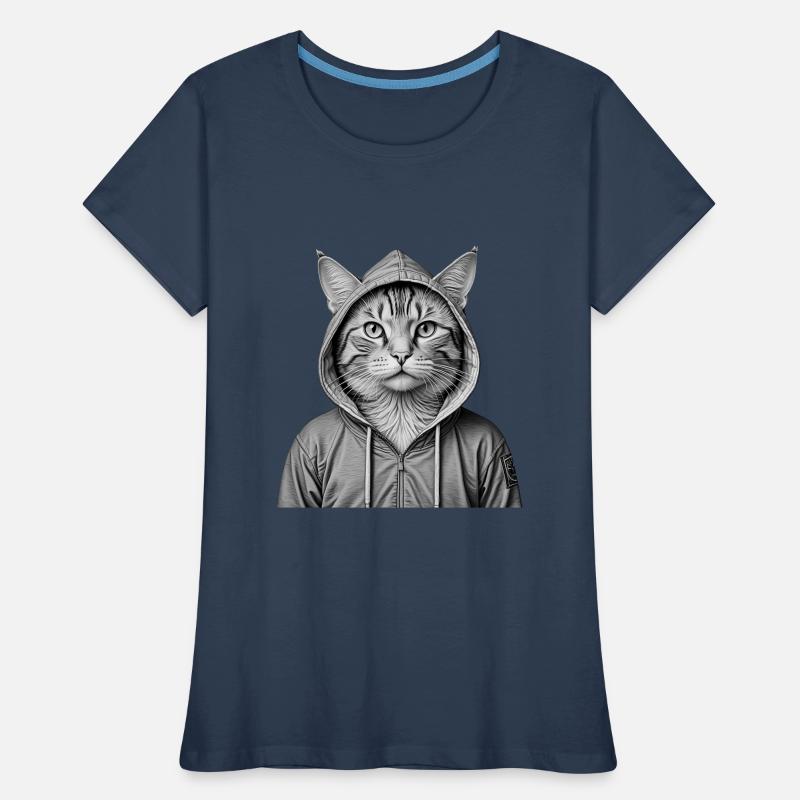 Coole Katze mit Kapuzenpullover Frauen Premium Bio T-Shirt