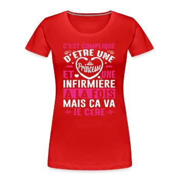 Infirmière Princesse Cadeau Anniversaire Médecine - T-shirt bio Premium Femme - bleu marine - Devant - Mia (176cm)