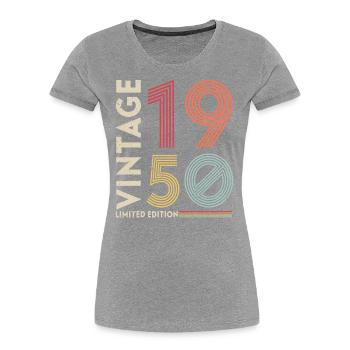 Millésime 1950 Edition limitée - T-shirt bio Premium Femme - bleu marine - Devant - Mia (176cm)