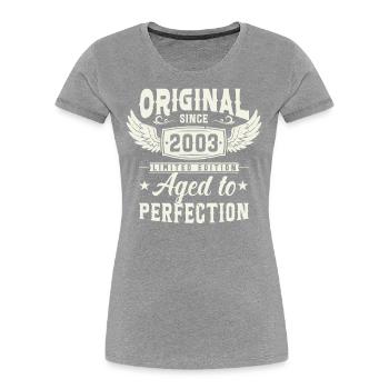 Millésime 2003 - T-shirt bio Premium Femme - bleu marine - Devant - Mia (176cm)