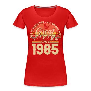 1985 - A legendary year - Women's Premium Organic T-Shirt - navy - Front - Mia (176cm)