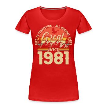 Vintage 1981 - Timeless Legend - Women's Premium Organic T-Shirt - navy - Front - Mia (176cm)