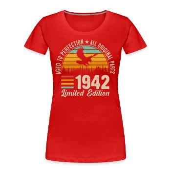 1942 - Ein legendäres Jahr - Frauen Premium Bio T-Shirt - Navy - Vorne - Mia (176cm)