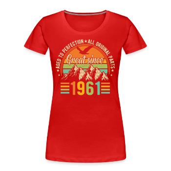 1961 - Une année légendaire - T-shirt bio Premium Femme - bleu marine - Devant - Mia (176cm)