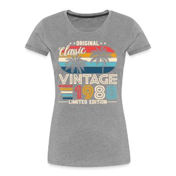 Vintage 1988 anniversaire Tee - T-shirt bio Premium Femme - bleu marine - Devant - Mia (176cm)