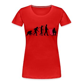 evolution_of_man_pc_console_gamer02_2c - Frauen Premium Bio T-Shirt - Navy - Vorne - Mia (176cm)