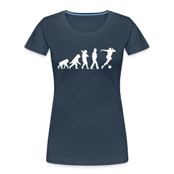 Evolution of football - Women's Premium Organic T-Shirt - navy - Front - Mia (176cm)