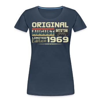 August 1969 - Jahrgang August 1969 Bj. August 1969 - Frauen Premium Bio T-Shirt - Navy - Vorne - Mia (176cm)