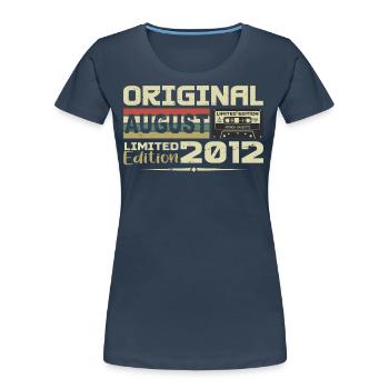 August 2012 - geboren im August 2012 Erbaut im August 2012 - Frauen Premium Bio T-Shirt - Navy - Vorne - Mia (176cm)
